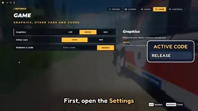Select the GAME tab in Settings.