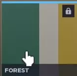 Forest paint swatch in green, light grey and earthy yellow.