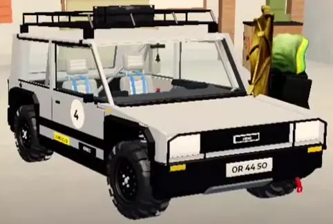White Orso 4 with large tires, a roof rack and black bumpers.