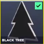 Black Tree air freshener with a white outline.