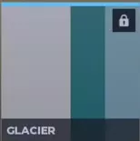 Glacier paint swatch in light grey, cyan and light blue.
